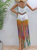 Fringe Scoop Neck Spaghetti Strap Cover-Up - Trendsi - Flyclothing LLC