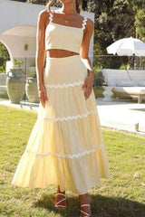Contrast Trim Cami and Maxi Skirt Set - Trendsi - Flyclothing LLC
