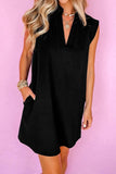 Notched Sleeveless Mini Dress - Trendsi