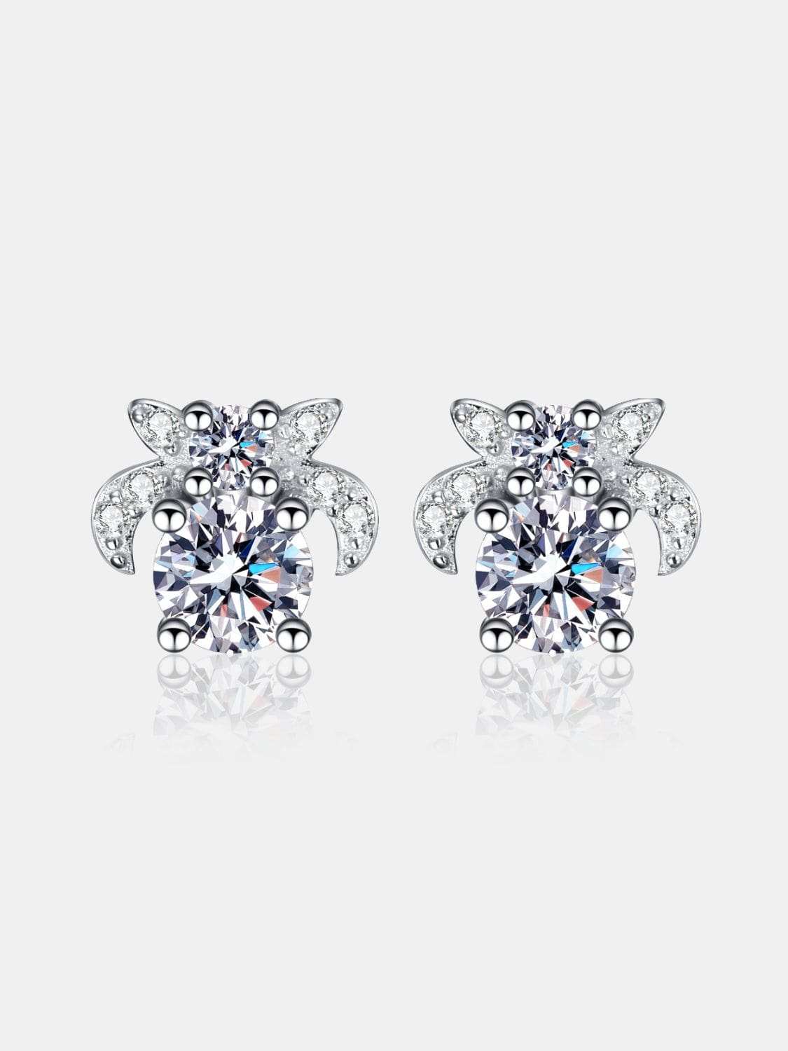 1 Carat Moissanite 925 Sterling Silver Stud Earrings - Trendsi - Flyclothing LLC