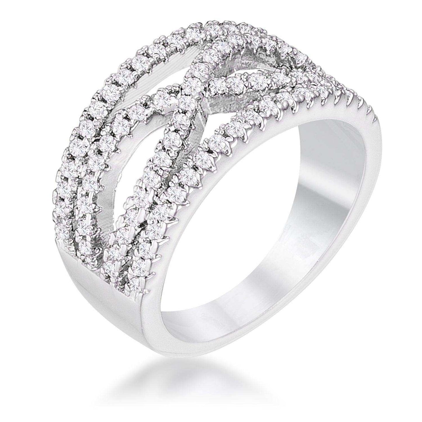 .4Ct Rhodium Plated Classic Twist Wide CZ Ring - JGI - Flyclothing LLC