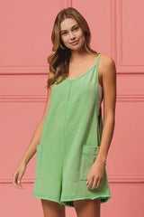 BiBi Vintage Washed V-Neck Overalls with Pockets - Trendsi - Flyclothing LLC
