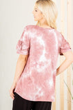 Heimish Full Size Ruffled Sleeve Tie Dye Top Plus Size - Trendsi