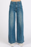 Mittoshop Medium Wash Seam Detail Wide Leg Denim Jeans - Trendsi