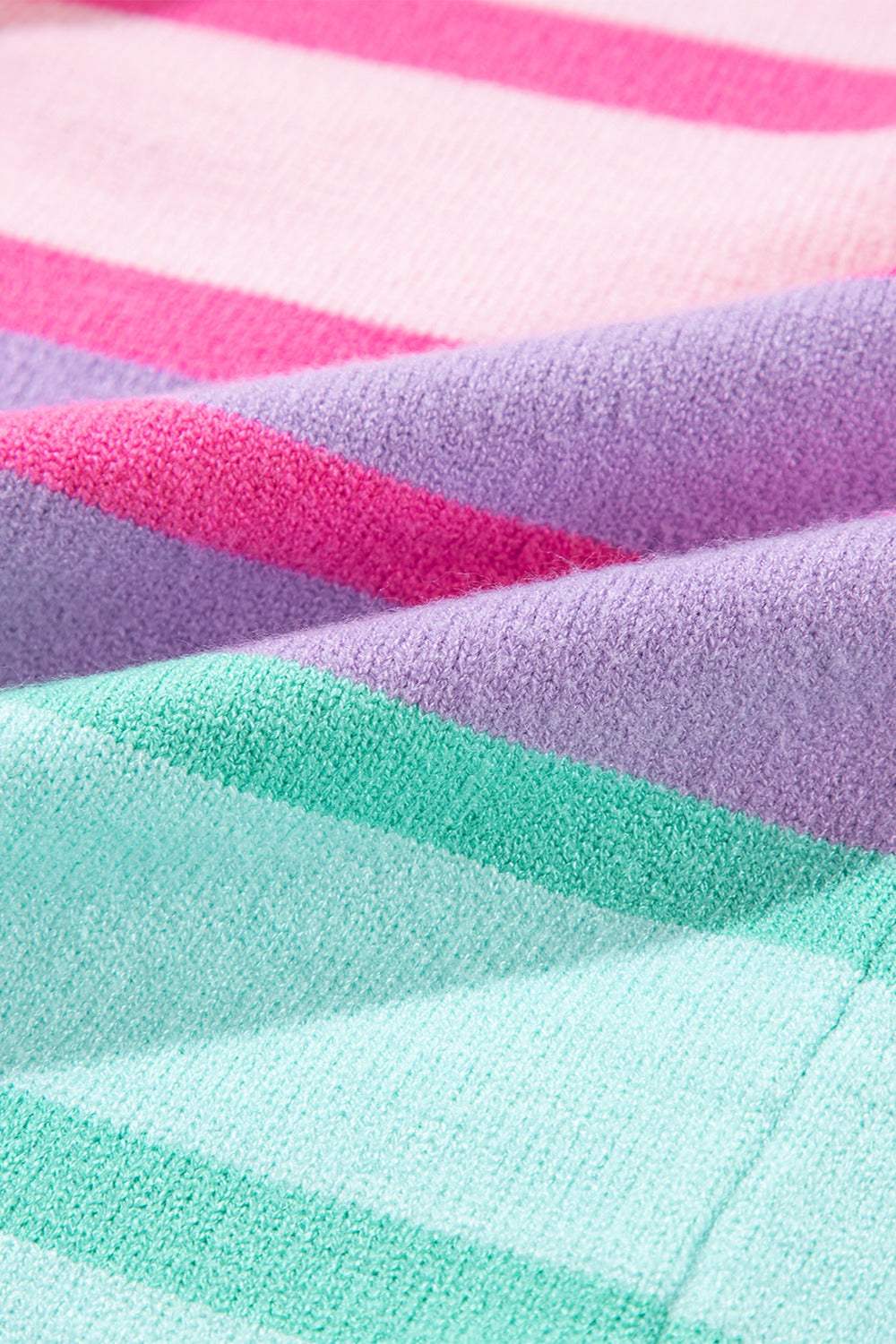 Contrast Striped Round Neck Long Sleeve Knit Top - Trendsi - Flyclothing LLC