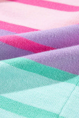 Contrast Striped Round Neck Long Sleeve Knit Top - Trendsi - Flyclothing LLC