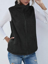 Full Size Fuzzy Zip Up Vest Coat with Pockets - Trendsi - Flyclothing LLC