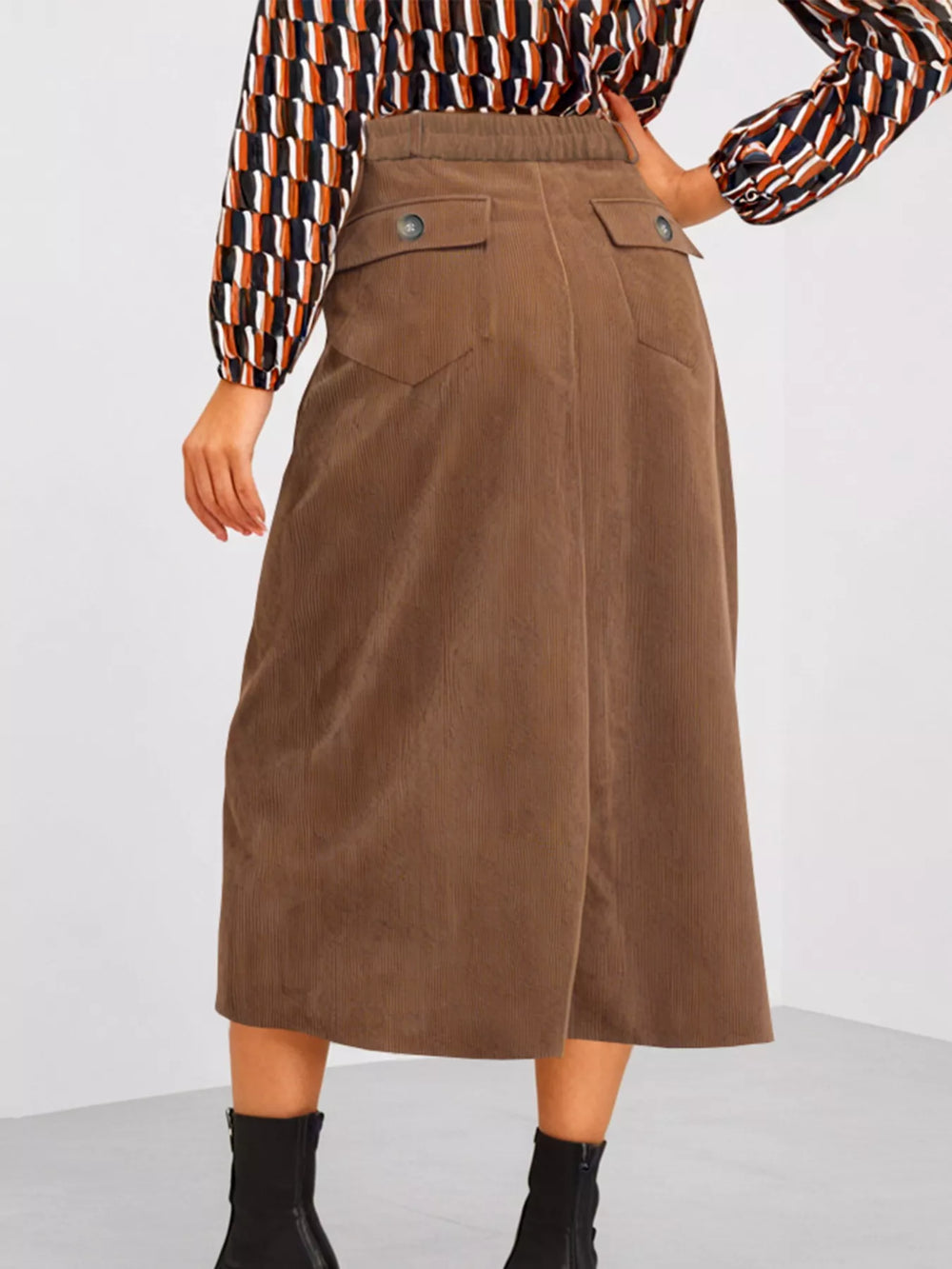 Front Slit Shift High Waist Midi Skirt - Trendsi - Flyclothing LLC
