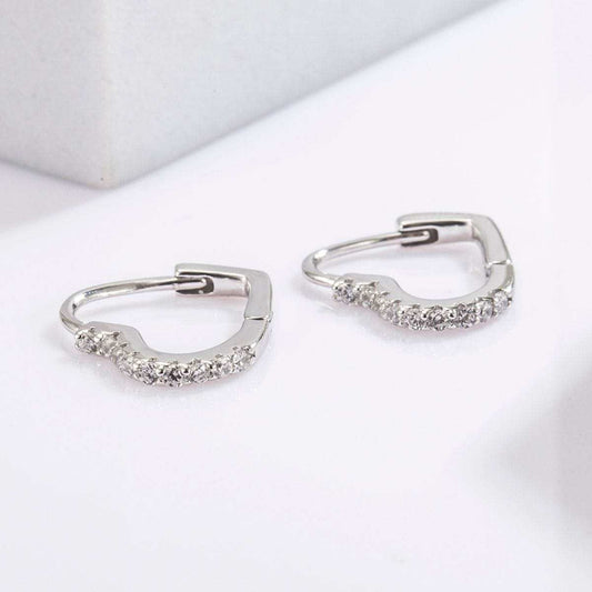 925 Serling Silver Zircon Heart Shape Earrings - Trendsi - Flyclothing LLC