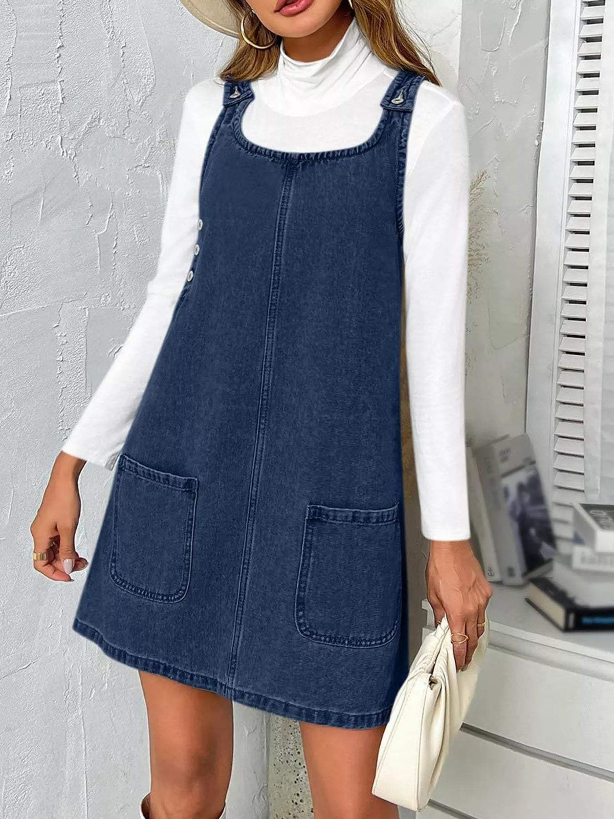 Casual Scoop Neck Sleeveless Denim Dress - Trendsi - Flyclothing LLC