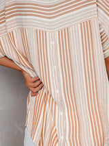 Full Size Collared Neck Half Sleeve Shirt Plus Size - Trendsi - Flyclothing LLC