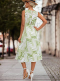 Printed Sleeveless Midi Dress - Trendsi
