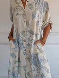 Full Size Floral Print Button-Up Shirt Dress Plus Size - Trendsi - Flyclothing LLC