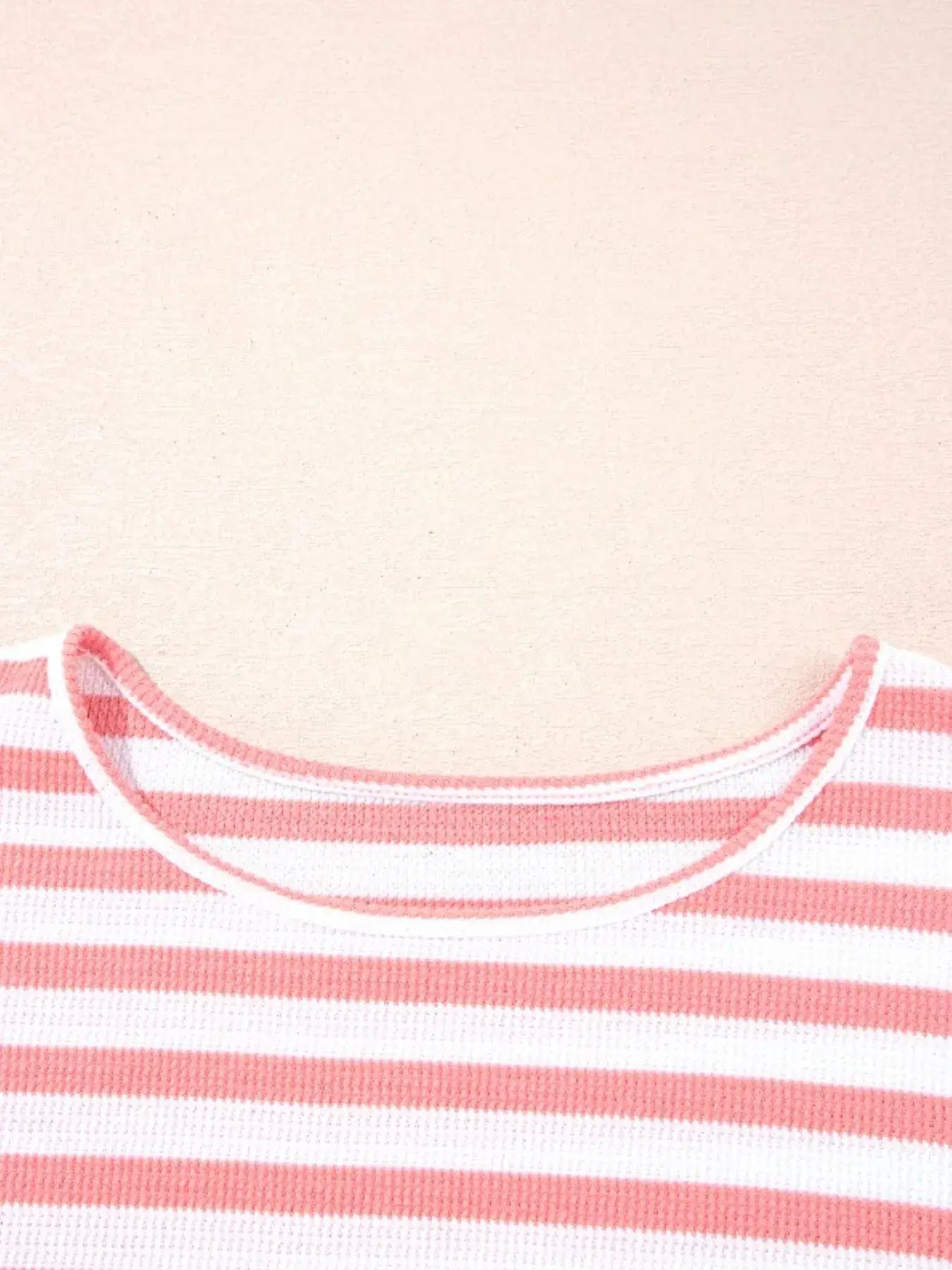 Striped Long Sleeve Ribbed Blouse - Trendsi - Flyclothing LLC
