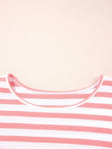 Striped Long Sleeve Ribbed Blouse - Trendsi - Flyclothing LLC