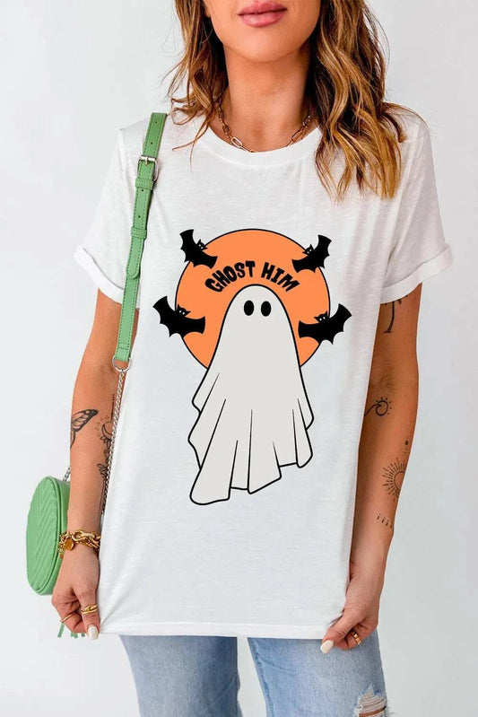 Full Size Ghost Round Neck Short Sleeve T-Shirt - Trendsi - Flyclothing LLC