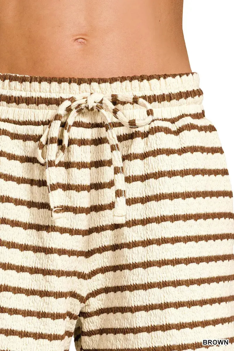 Zenana Striped Short Sleeve Tee & Shorts Set - Trendsi - Flyclothing LLC