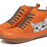 Cat Print Striped Ankle Sneakers - Trendsi - Flyclothing LLC