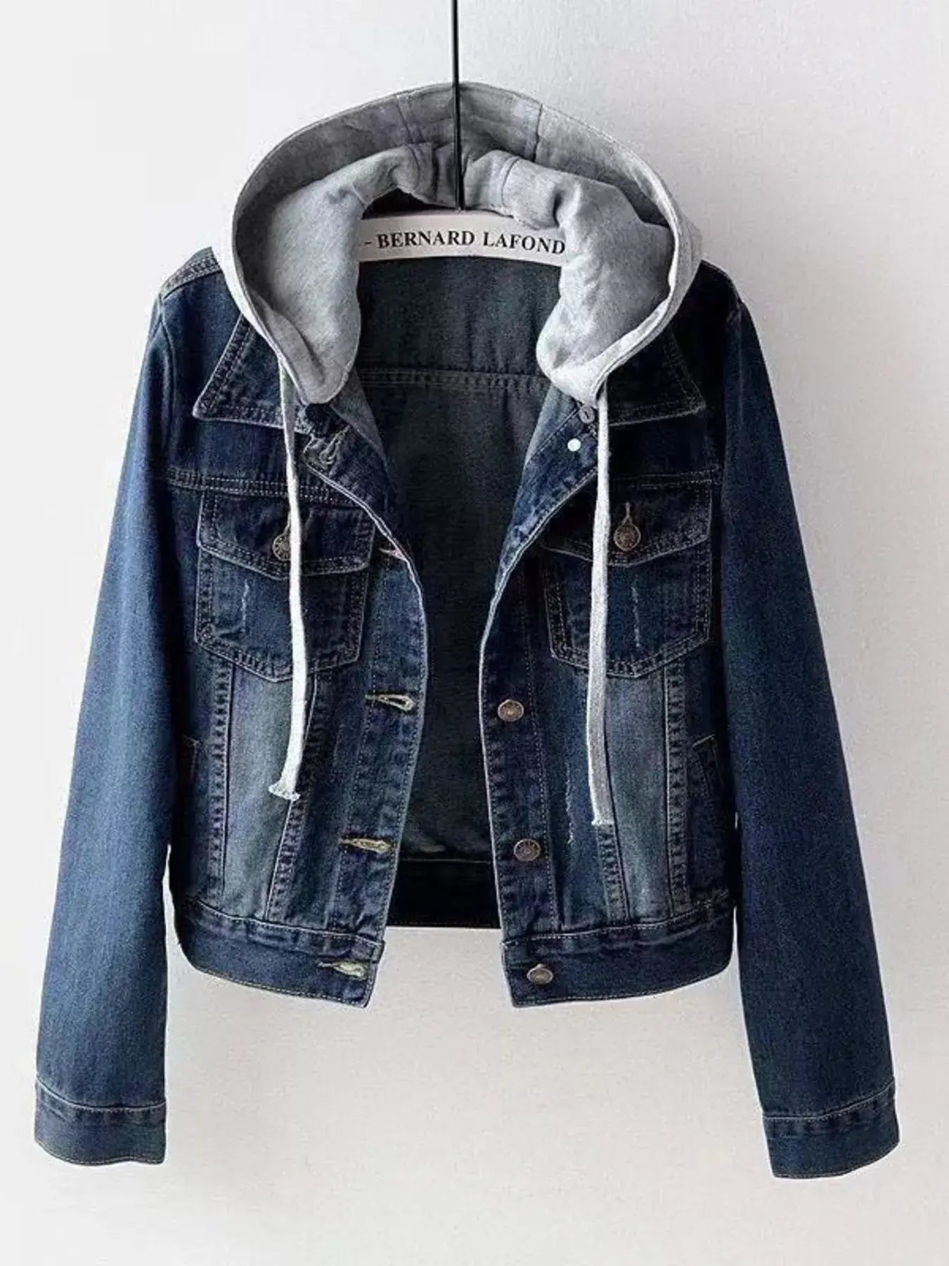 Full Size Button Up Drawstring Hooded Denim Jacket Plus Size - Trendsi - Flyclothing LLC