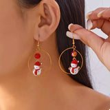 18K Gold-Plated Christmas Snowman Earrings - Trendsi - Flyclothing LLC