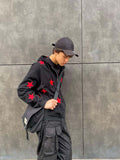 Men's Contrast Star Hooded Zip Up Hoodie - Trendsi