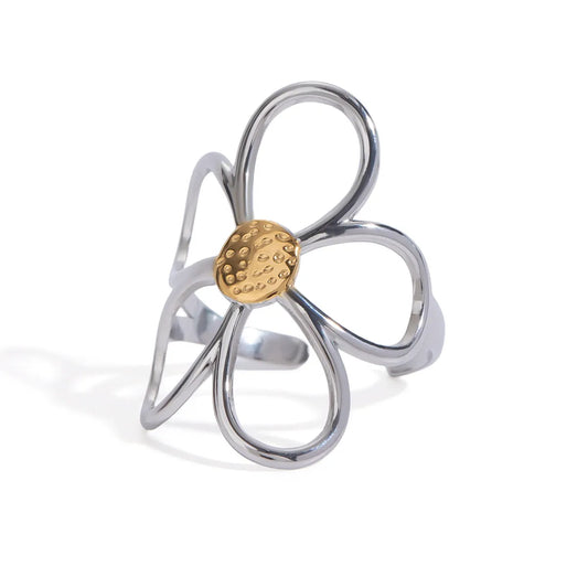 Two-Tone Daisy Flower Ring - Trendsi - Flyclothing LLC