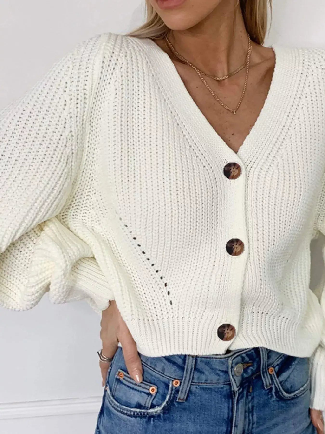 Full Size Chunky Knit Button-Down Cardigan Plus Size - Trendsi - Flyclothing LLC
