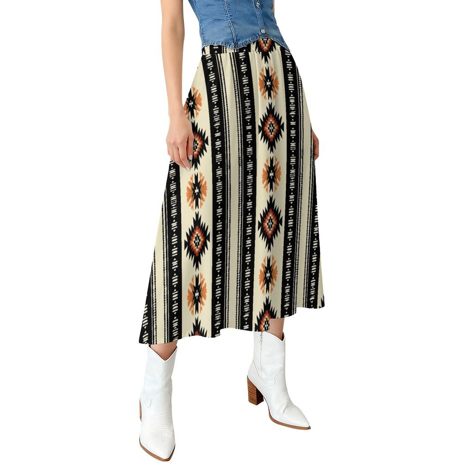 Baha Ranch Colores de Mexico Southwestern Aztec Midi Skirt