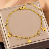 18K Gold-Plated Butterfly Charm Anklet Bracelets - Trendsi - Flyclothing LLC