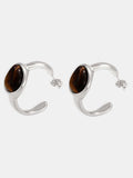 Stainless Steel Tigerite Ring and C-Hoop Earrings Set - Trendsi - Flyclothing LLC