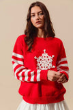 SO ME Christmas Snowflake Crochet Embellished Sweater - Trendsi - Flyclothing LLC