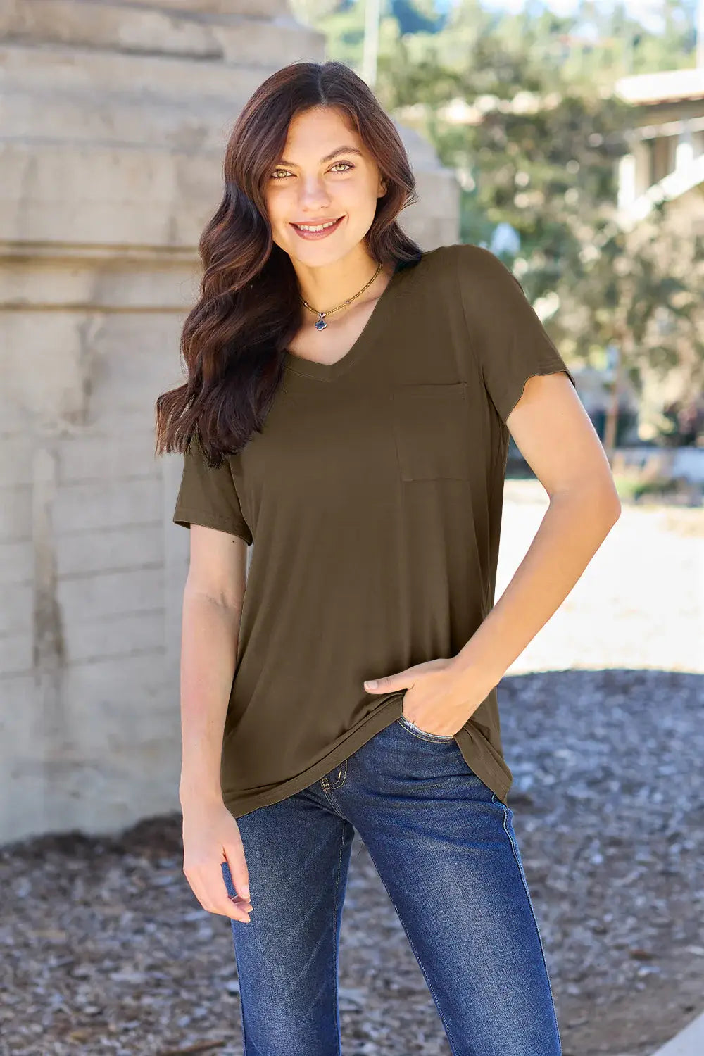 Basic Bae Full Size V-Neck Short Sleeve T-Shirt - ShopBasicbae - Flyclothing LLC