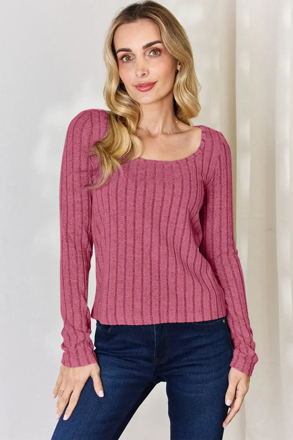 Basic Bae Full Size Ribbed Long Sleeve T-Shirt - ShopBasicbae - Flyclothing LLC