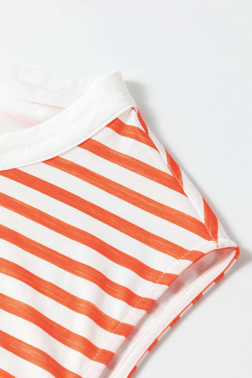 Striped Round Neck Sleeveless Jumpsuit - Trendsi - Flyclothing LLC