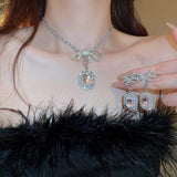 Alloy Crystal Geometric Dangle Earrings - Trendsi - Flyclothing LLC