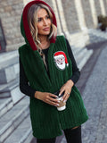 Santa Open Front Hooded Vest Coat - Trendsi
