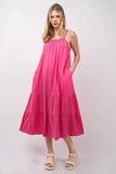 VERY J Ruffled A-Line Midi Cami Dress - Trendsi