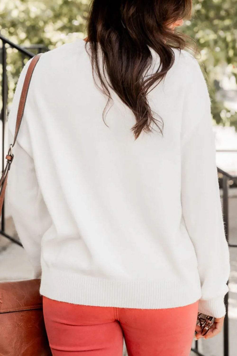 THANKFUL Round Neck Long Sleeve Knit Top - Trendsi - Flyclothing LLC