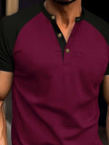 Men's Full Size Waffle-Knit Round Neck Contrast Polo Plus Size - Trendsi - Flyclothing LLC