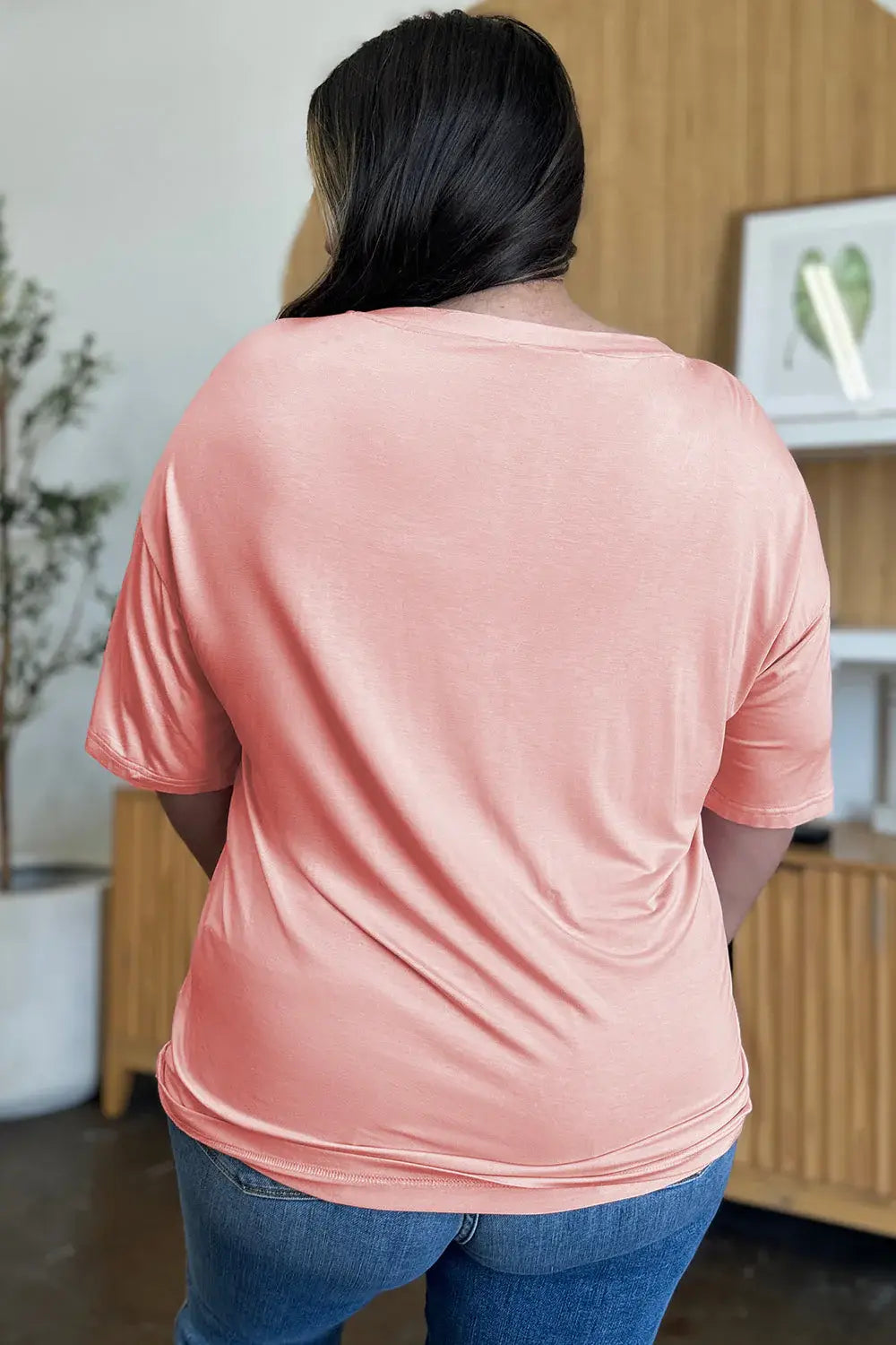 Basic Bae Full Size Bamboo V-Neck Drop Shoulder T-Shirt - ShopBasicbae - Flyclothing LLC