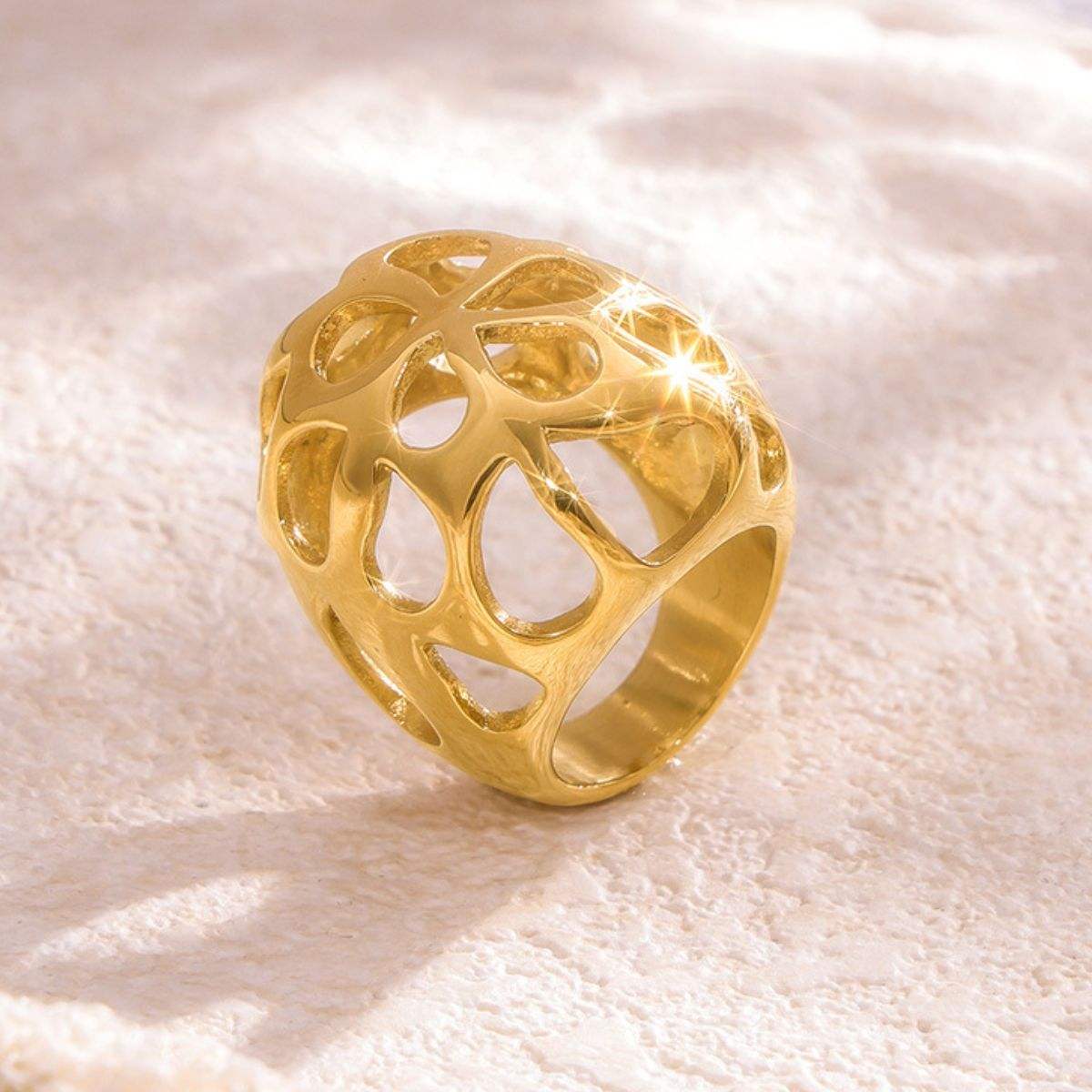 Stainless Steel Cutout Ring - Trendsi - Flyclothing LLC