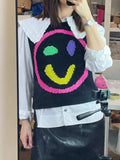Smiley Round Neck Sweater Vest - Trendsi - Flyclothing LLC