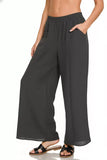 Zenana Woven Airflow Elastic Waistband Pants - Trendsi - Flyclothing LLC