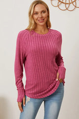 Basic Bae Full Size Ribbed Thumbhole Sleeve T-Shirt - ShopBasicbae - Flyclothing LLC