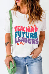 Letter Graphic Round Neck Short Sleeve T-Shirt - Trendsi - Flyclothing LLC