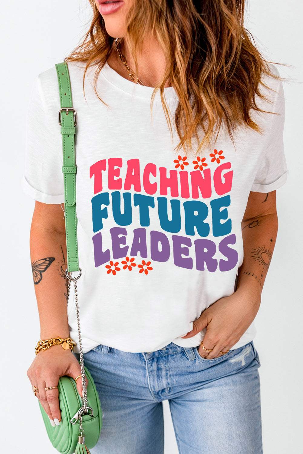 Letter Graphic Round Neck Short Sleeve T-Shirt - Trendsi - Flyclothing LLC