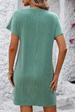 Ribbed Striped Short Sleeve Mini Tee Dress - Trendsi