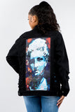 American Bazi Full Size Button Up Distressed Denim Jacket - Trendsi