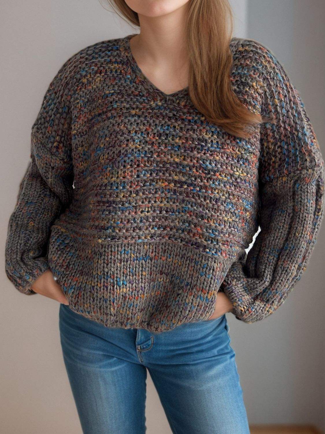 Dropped Shoulder Long Sleeve Sweater - Trendsi - Flyclothing LLC