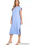 Zenana Round Neck Side Slit Midi Dress - Trendsi - Flyclothing LLC